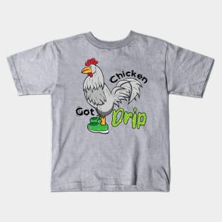 Chicken With Shoes White Green DRIP Kids T-Shirt